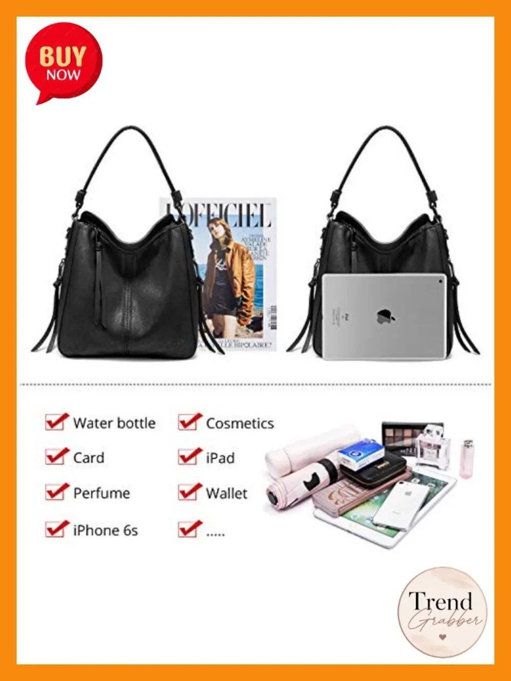 Hobo Crossbody Bag for Women, Faux Leather Shoulder Purse Large Capacity